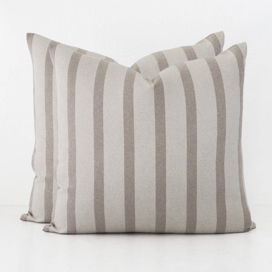 SAINTE MAXIME STRIPE CUSHION BUNDLES | NATURAL + TAUPE NARROW STRIPE  |  60X60