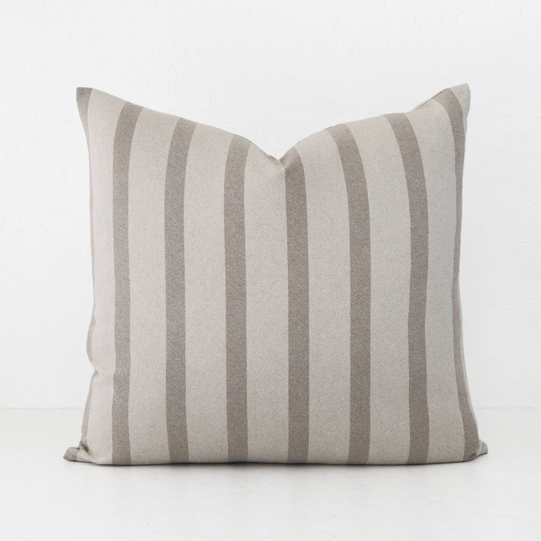 SAINTE MAXIME STRIPE CUSHION | NATURAL + TAUPE NARROW STRIPE  |  60X60