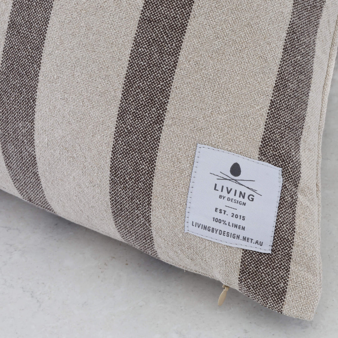 SAINTE MAXIME STRIPE CUSHION BUNDLES | NATURAL + MOCHA NARROW STRIPE  |  CLOSE UP