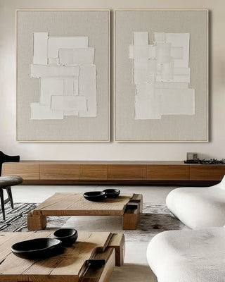 LBD EXCLUSIVE  |  SALINA FRAMED CANVAS PRINT  |  SET OF 2  |  75X100CM  |  WHITE + NATURAL LINEN