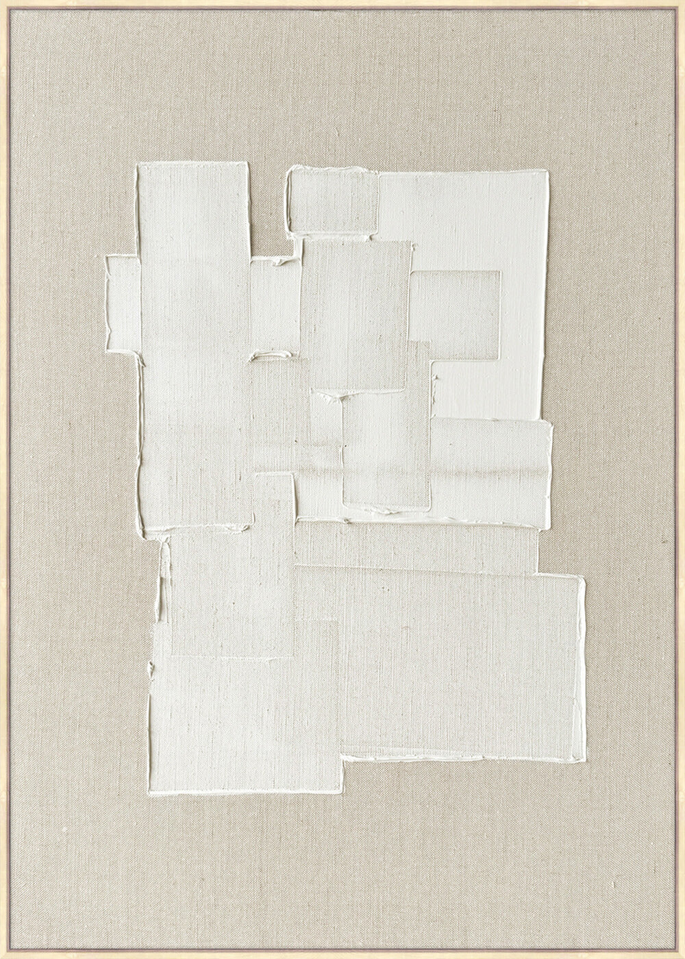 SALINA FRAMED CANVAS PRINT  |  SET OF 2  |  90X120CM  |  WHITE + NATURAL LINEN  |  NATURAL BAMBOO FRAME