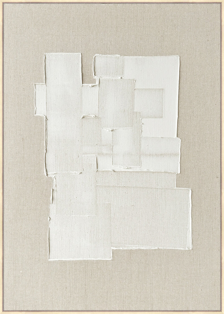 SALINA FRAMED CANVAS PRINT  |  SET OF 2  |  90X120CM  |  WHITE + NATURAL LINEN  |  NATURAL BAMBOO FRAME