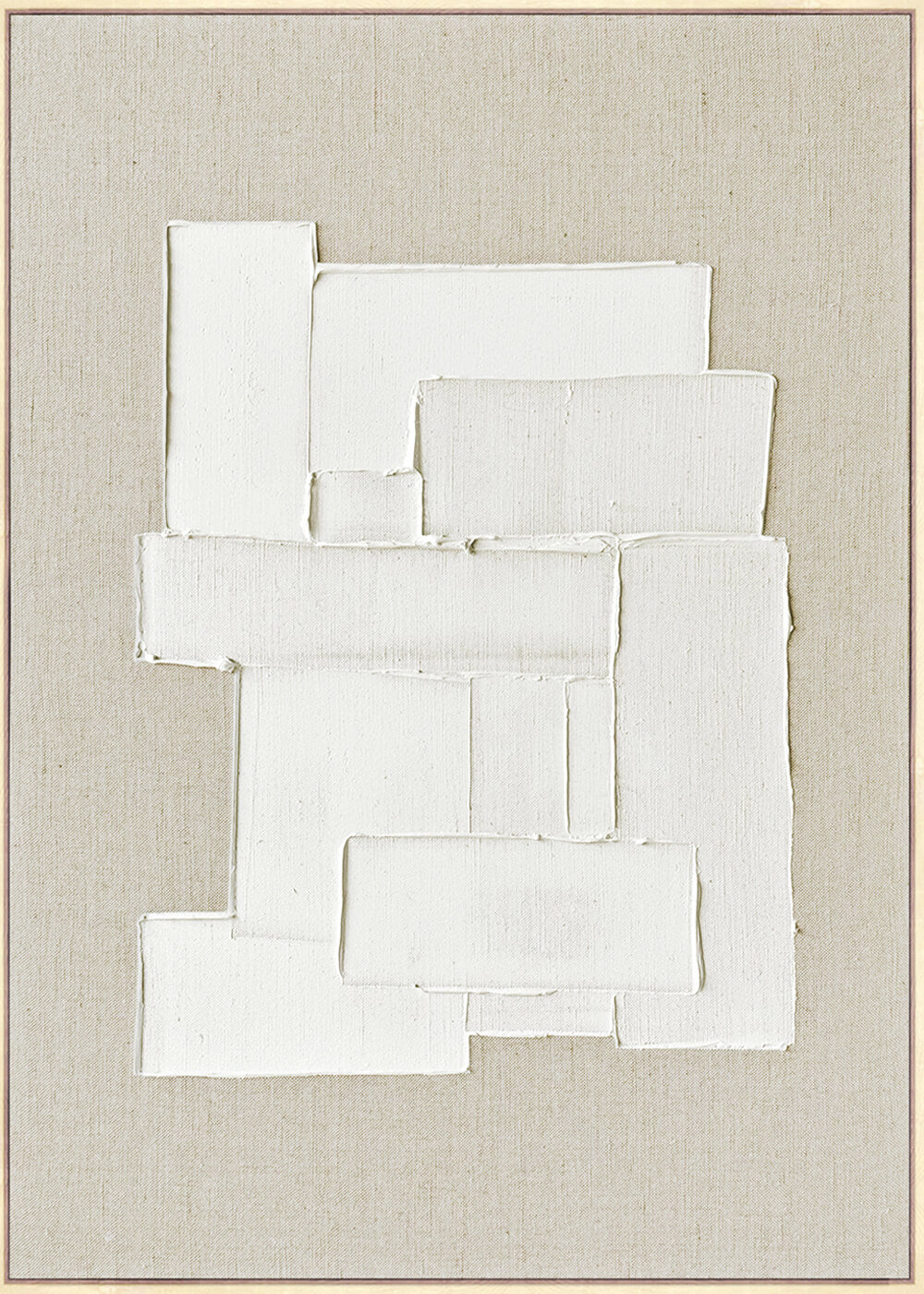 SALINA FRAMED CANVAS PRINT  |  SET OF 2  |  90X120CM  |  WHITE + NATURAL LINEN  |  NATURAL BAMBOO FRAME