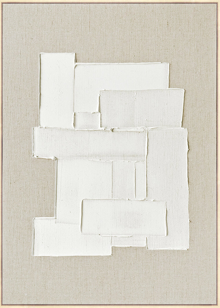 SALINA FRAMED CANVAS PRINT  |  SET OF 2  |  90X120CM  |  WHITE + NATURAL LINEN  |  NATURAL BAMBOO FRAME