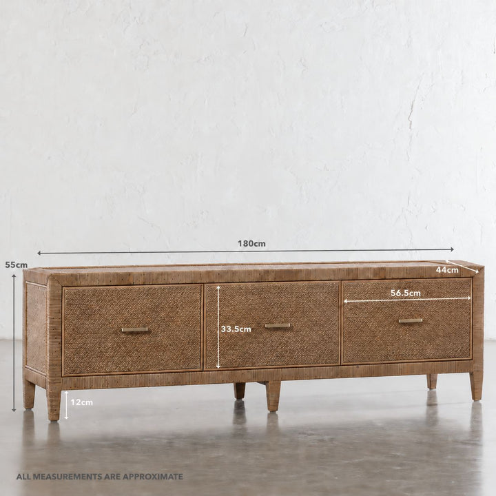 SAN AUGUSTINE RATTAN HERRING WEAVE  |  ENTERTAINMENT UNIT  |  NATURAL RATTAN