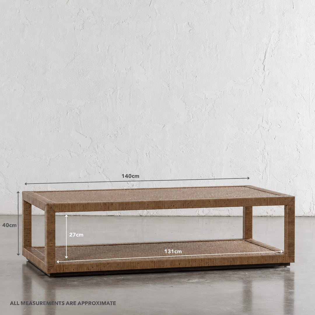 SAN AUGUSTINE RATTAN HERRING WEAVE  |  RECTANGLE COFFEE TABLE  |  NATURAL RATTAN