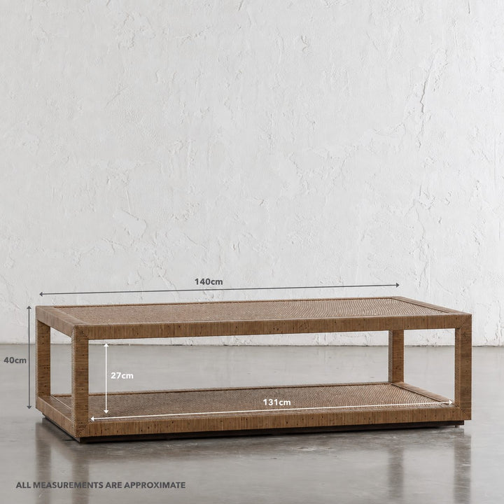 SAN AUGUSTINE RATTAN HERRING WEAVE  |  RECTANGLE COFFEE TABLE  |  NATURAL RATTAN