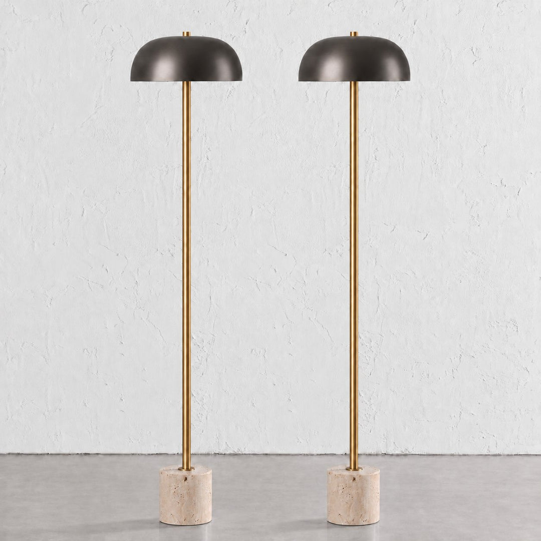 SAN LOURENCA FLOOR LAMP BUNDLE X2  |  150CM  |  DARK BRASS SHADE + TRAVERTINE