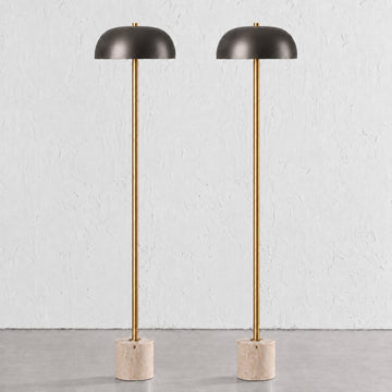 SAN LOURENCA FLOOR LAMP BUNDLE X2  |  150CM  |  DARK BRASS SHADE + TRAVERTINE