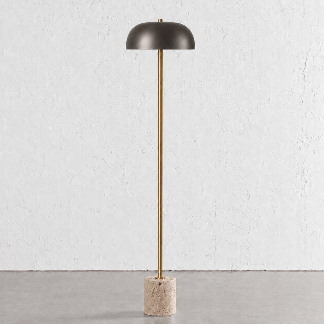 SAN LOURENCA FLOOR LAMP  |  150CM  |  DARK BRASS SHADE + TRAVERTINE