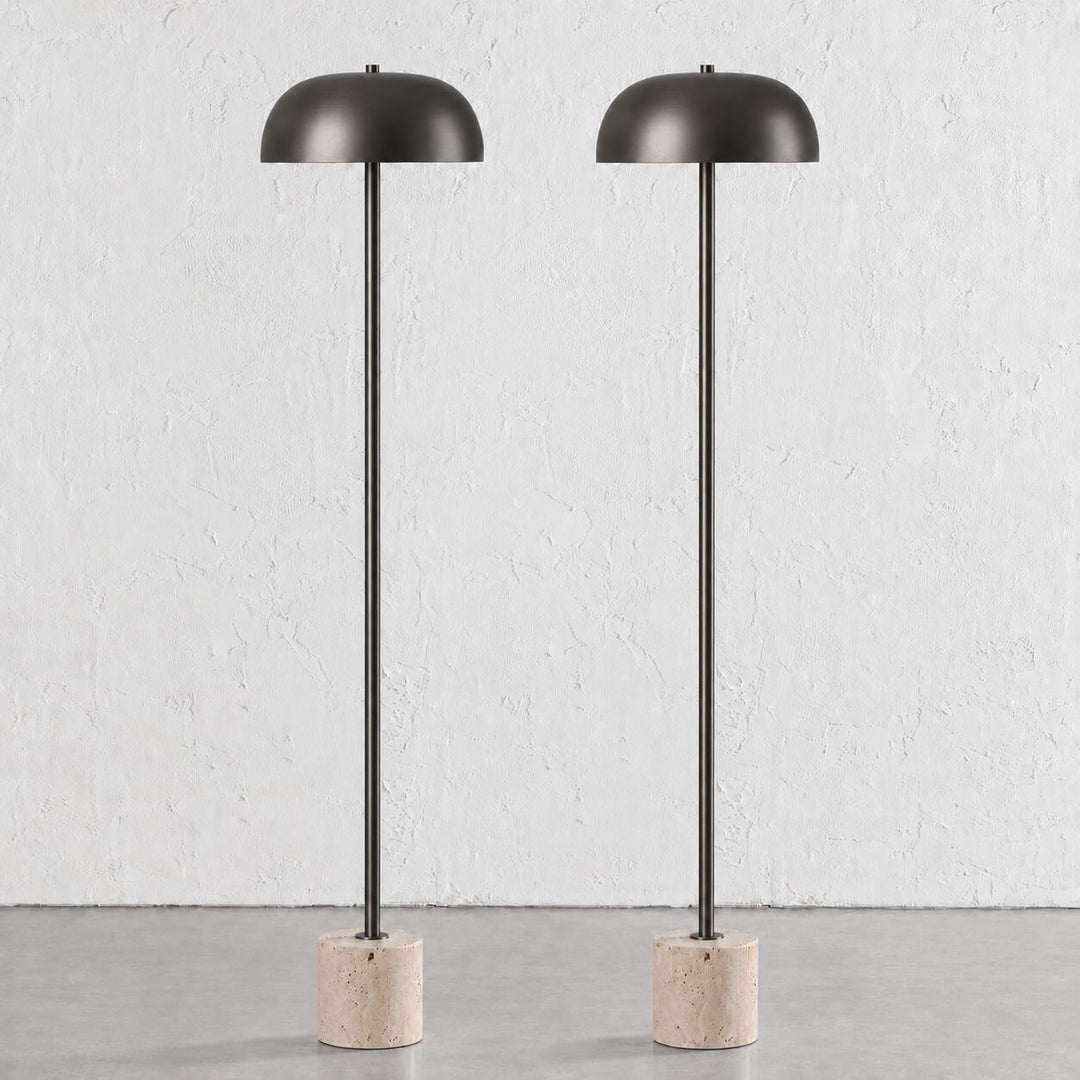 SAN LOURENCA FLOOR LAMP BUNDLE X2  |  150CM  |  DARK BRASS SHADE + TRAVERTINE