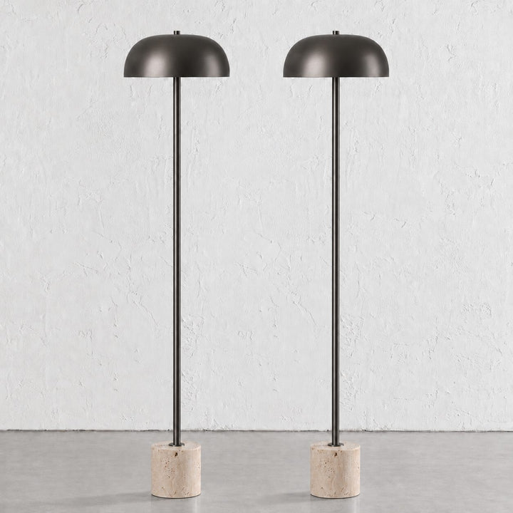 SAN LOURENCA FLOOR LAMP BUNDLE X2  |  150CM  |  DARK BRASS SHADE + TRAVERTINE