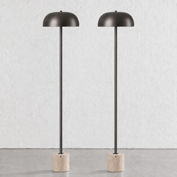 SAN LOURENCA FLOOR LAMP BUNDLE X2  |  150CM  |  DARK BRASS SHADE + TRAVERTINE