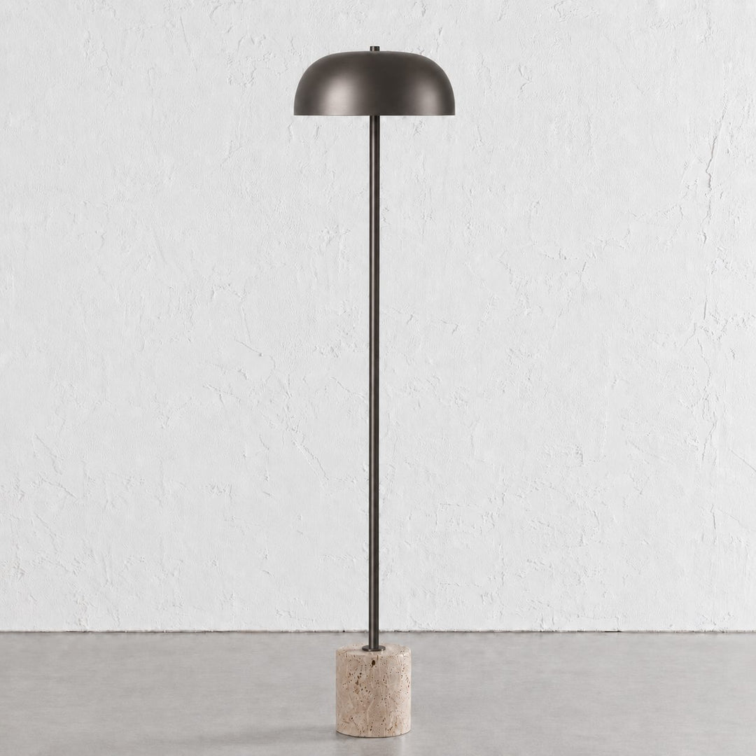 SAN LOURENCA FLOOR LAMP  |  150CM  |  DARK BRASS SHADE + TRAVERTINE