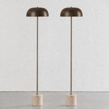 SAN LOURENCA FLOOR LAMP BUNDLE X2  |  150CM  |  DARK BRASS SHADE + TRAVERTINE