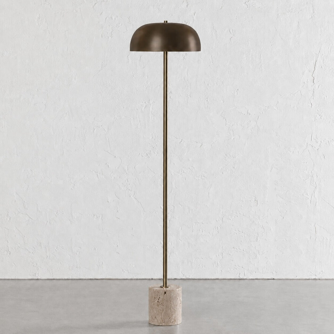 SAN LOURENCA FLOOR LAMP  |  150CM  |  DARK BRASS SHADE + TRAVERTINE