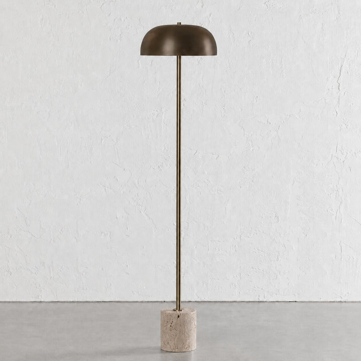 SAN LOURENCA FLOOR LAMP  |  150CM  |  DARK BRASS SHADE + TRAVERTINE