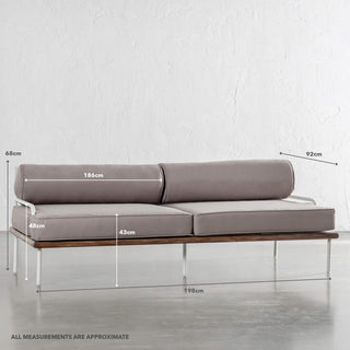 SAN ANDREAS 3 SEATER SOFA  |  BALSA STONE + TEAK | MEASUREMENTS