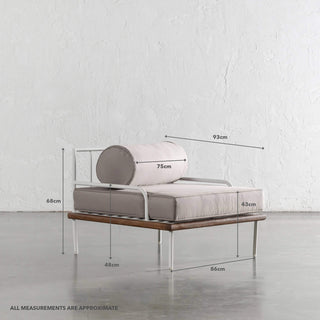 SAN ANDREAS OUTDOOR ARMCHAIR | BALSA STONE + TEAK | MEASUREMENTS