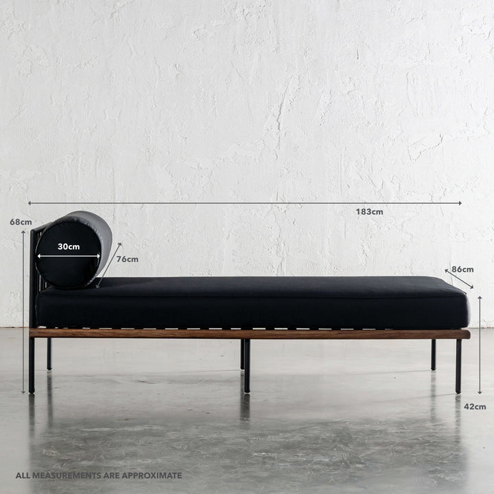 PRE ORDER | SAN ANDREAS OUTDOOR DAYBED | BLACK NOIR + TEAK | MEASUREMENTS