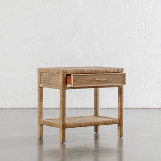 SAN AUGUSTINE RATTAN HERRING WEAVE  |  NIGHTSTAND SINGLE DRAWER  |  NATURAL RATTAN