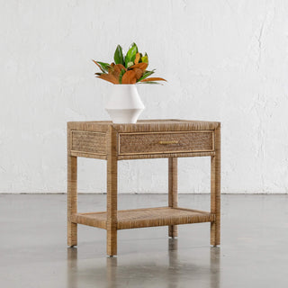 SAN AUGUSTINE RATTAN HERRING WEAVE  |  NIGHTSTAND SINGLE DRAWER  |  NATURAL RATTAN