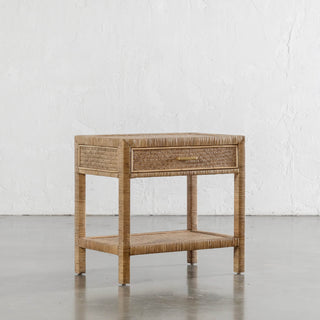 SAN AUGUSTINE RATTAN HERRING WEAVE  |  NIGHTSTAND SINGLE DRAWER  |  NATURAL RATTAN