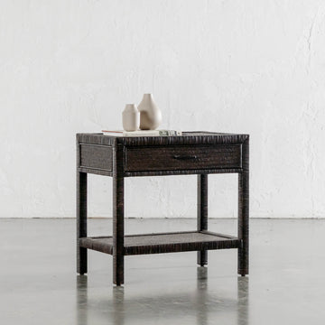 SAN AUGUSTINE RATTAN HERRING WEAVE  |  NIGHTSTAND SINGLE DRAWER  |  NIGHT SKY RATTAN