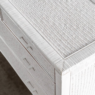 SAN AUGUSTINE RATTAN HERRING WEAVE  |  CHEST OF DRAWERS  |  LIMED WHITE RATTAN | CLOSE UP