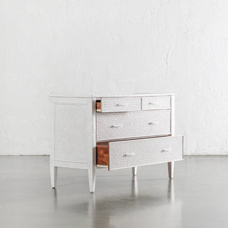 SAN AUGUSTINE RATTAN HERRING WEAVE  |  CHEST OF DRAWERS  |  LIMED WHITE RATTAN