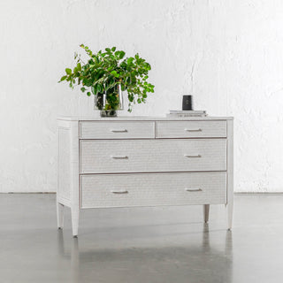 SAN AUGUSTINE RATTAN HERRING WEAVE  |  CHEST OF DRAWERS  |  LIMED WHITE RATTAN