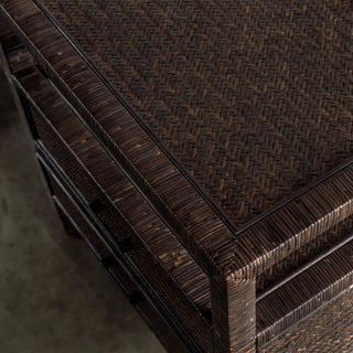 SAN AUGUSTINE RATTAN HERRING WEAVE  |  NIGHTSTAND DOUBLE DRAWER  |  NIGHT SKY RATTAN