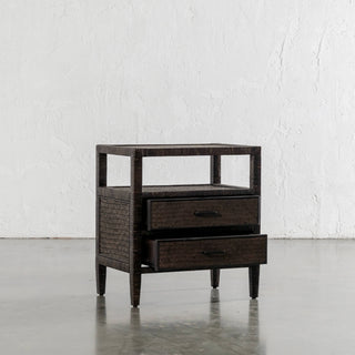 SAN AUGUSTINE RATTAN HERRING WEAVE  |  NIGHTSTAND DOUBLE DRAWER  |  NIGHT SKY RATTAN