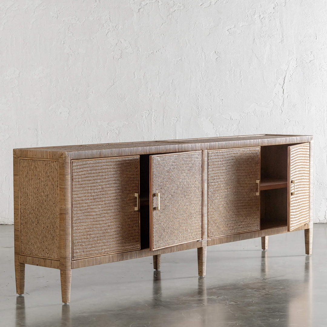 SAN AUGUSTINE RATTAN HERRING WEAVE  |  SIDEBOARD 240CM  |  NATURAL RATTAN