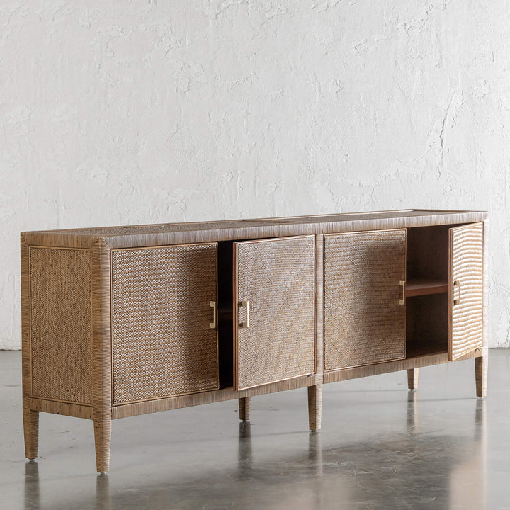 SAN AUGUSTINE RATTAN HERRING WEAVE  |  SIDEBOARD 240CM  |  NATURAL RATTAN