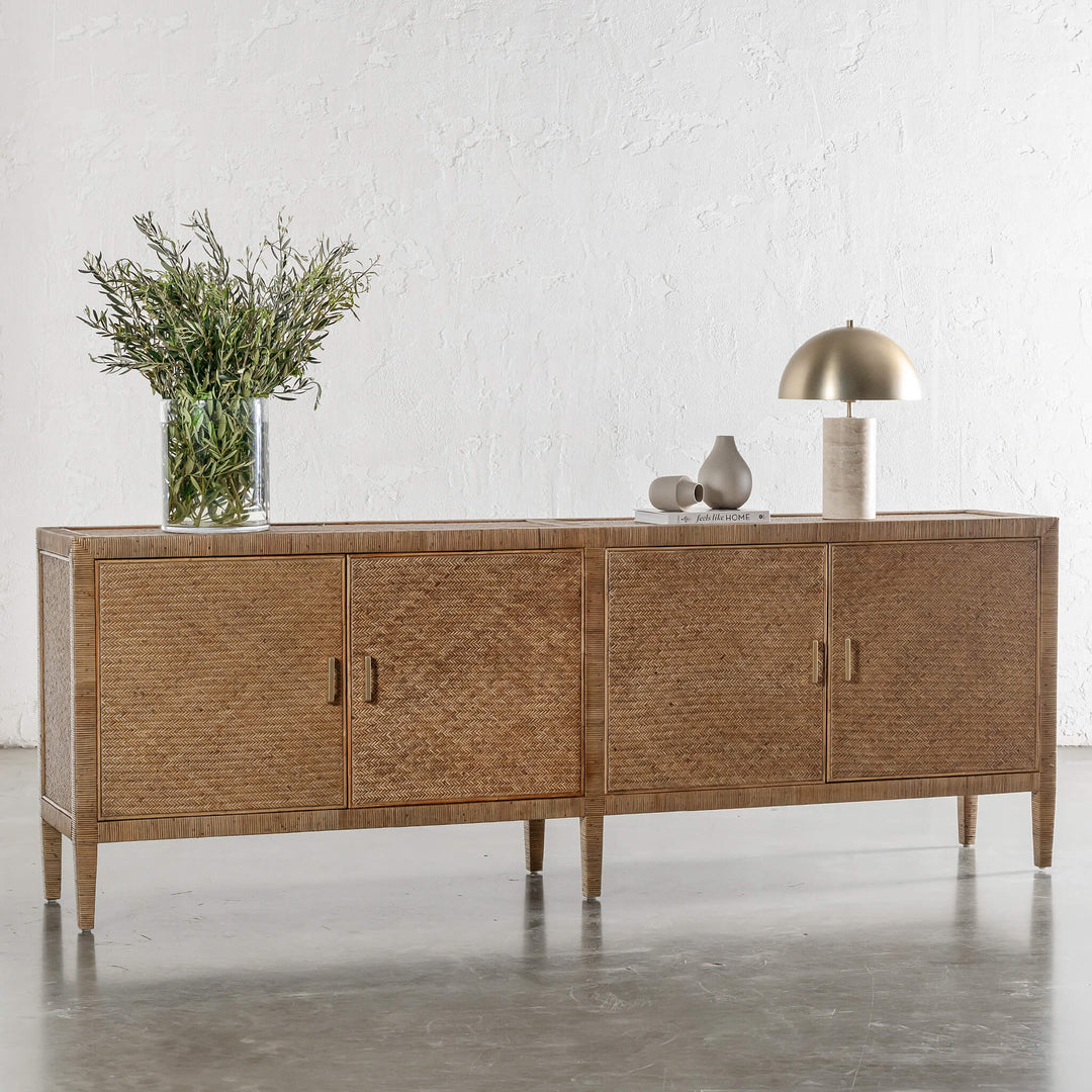 SAN AUGUSTINE RATTAN HERRING WEAVE  |  SIDEBOARD 240CM  |  NATURAL RATTAN