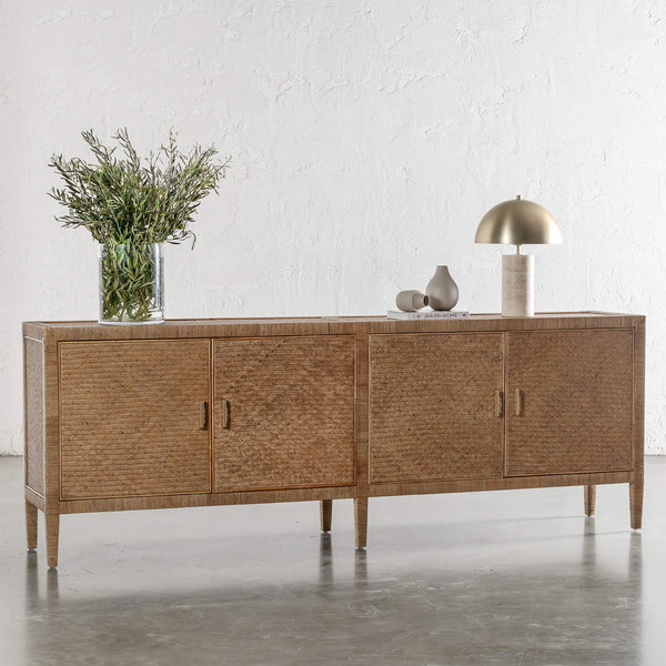 SAN AUGUSTINE RATTAN HERRING WEAVE  |  SIDEBOARD 240CM  |  NATURAL RATTAN