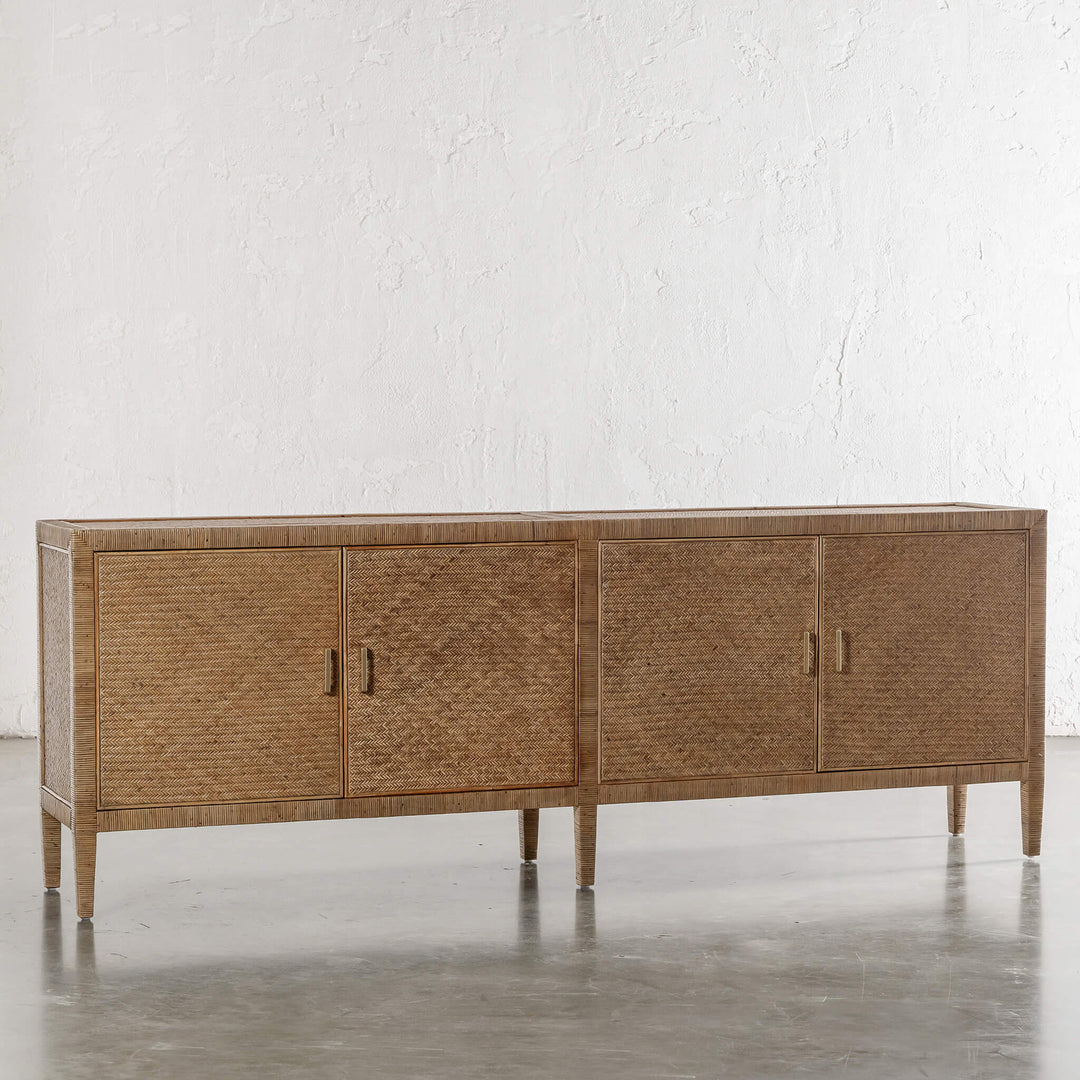 SAN AUGUSTINE RATTAN HERRING WEAVE  |  SIDEBOARD 240CM  |  NATURAL RATTAN