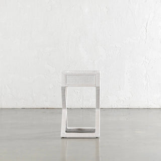 SAN AUGUSTINE RATTAN HERRING WEAVE  |  CROSS LEG BEDSIDE  |  LIMED WHITE RATTAN