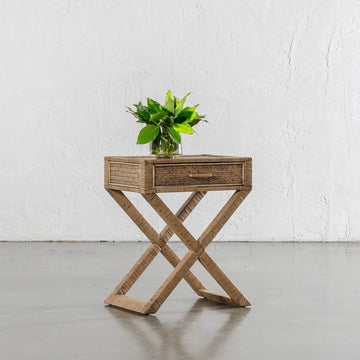 SAN AUGUSTINE RATTAN HERRING WEAVE  |  CROSS LEG BEDSIDE  |  NATURAL RATTAN