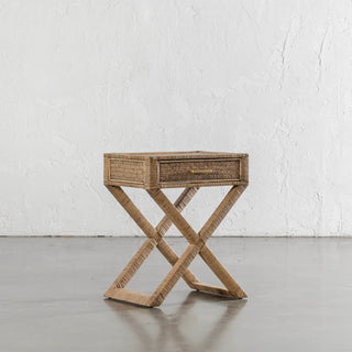SAN AUGUSTINE RATTAN HERRING WEAVE  |  CROSS LEG BEDSIDE  |  NATURAL RATTAN