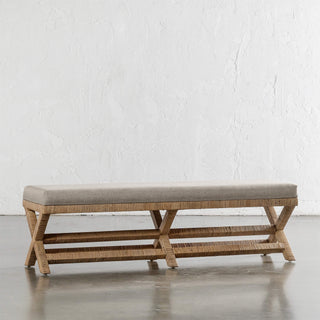 SAN AUGUSTINE RATTAN HERRING WEAVE  |  CROSS LEG BENCH  |  NATURAL RATTAN