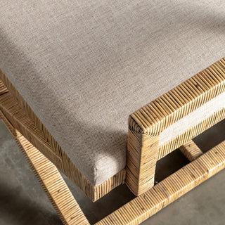 SAN AUGUSTINE RATTAN HERRING WEAVE  |  CROSS LEG STOOL WITH PADDED SEAT  |  NATURAL RATTAN