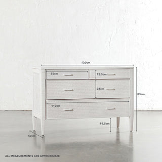 SAN AUGUSTINE RATTAN HERRING WEAVE  |  CHEST OF DRAWERS  |  LIMED WHITE RATTAN | MEASUREMENTS