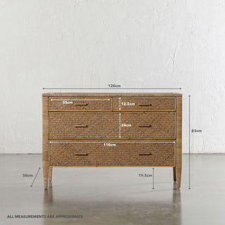 SAN AUGUSTINE RATTAN HERRING WEAVE  |  CHEST OF DRAWERS  |  NATURAL RATTAN | MEASUREMENTS