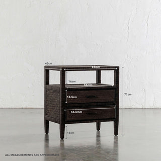 SAN AUGUSTINE RATTAN HERRING WEAVE  |  NIGHTSTAND DOUBLE DRAWER  |  NIGHT SKY RATTAN | MEASUREMENTS