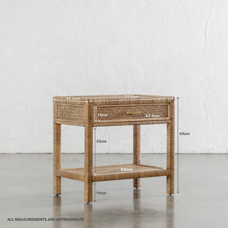 SAN AUGUSTINE RATTAN HERRING WEAVE | NIGHTSTAND SINGLE DRAWER | NATURAL RATTAN | MEASUREMENTS