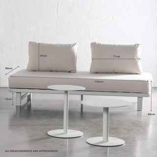 SANTA LUCIA OUTDOOR 4 PIECE BUNDLE  |  LIMED GREY FRAME + TAUPE DUSK FABRIC | SOFA MEASUREMENTS