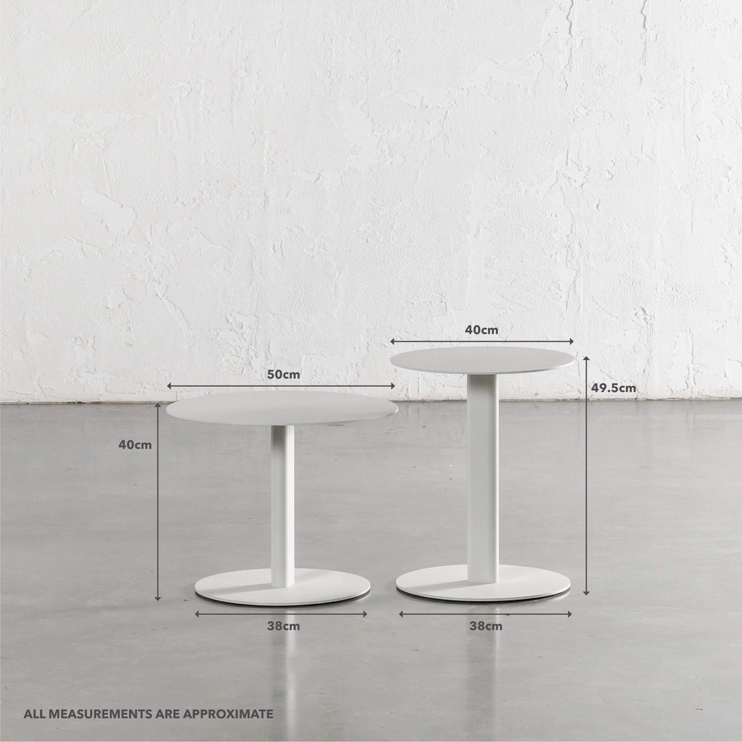 SANTA LUCIA OUTDOOR 4 PIECE BUNDLE  |  LIMED GREY FRAME + TAUPE DUSK FABRIC | SIDE TABLES MEASUREMENTS