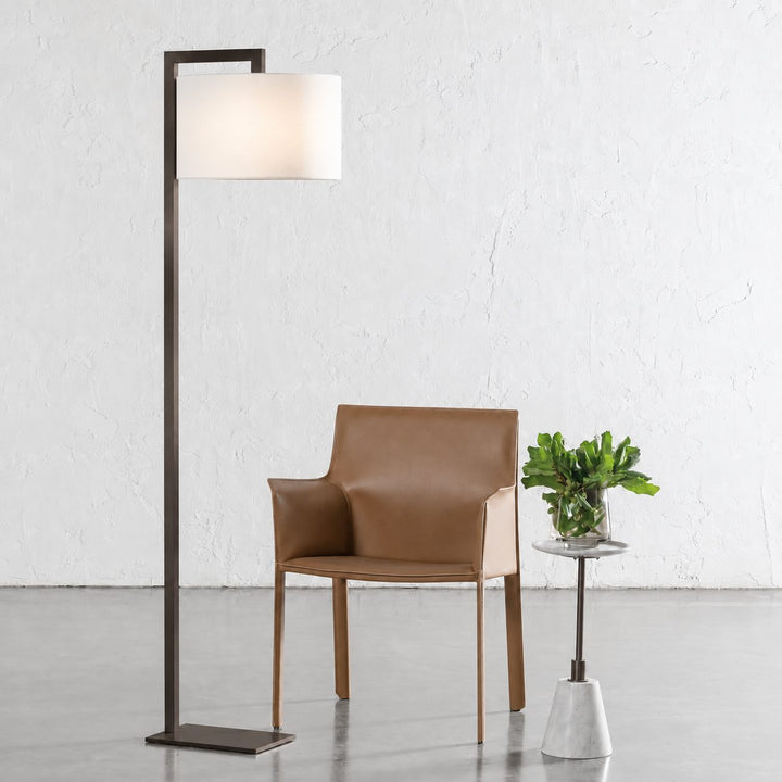 SANTANA FLOOR LAMP  |  175CM  | DARK BRASS + WHITE LINEN